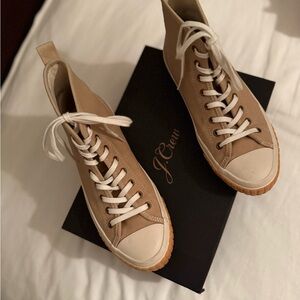 J. Crew Sand Ivory High-Top Sneakers